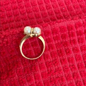 Vintage 9KT Gold Cultured Pearl Ring - Size 6